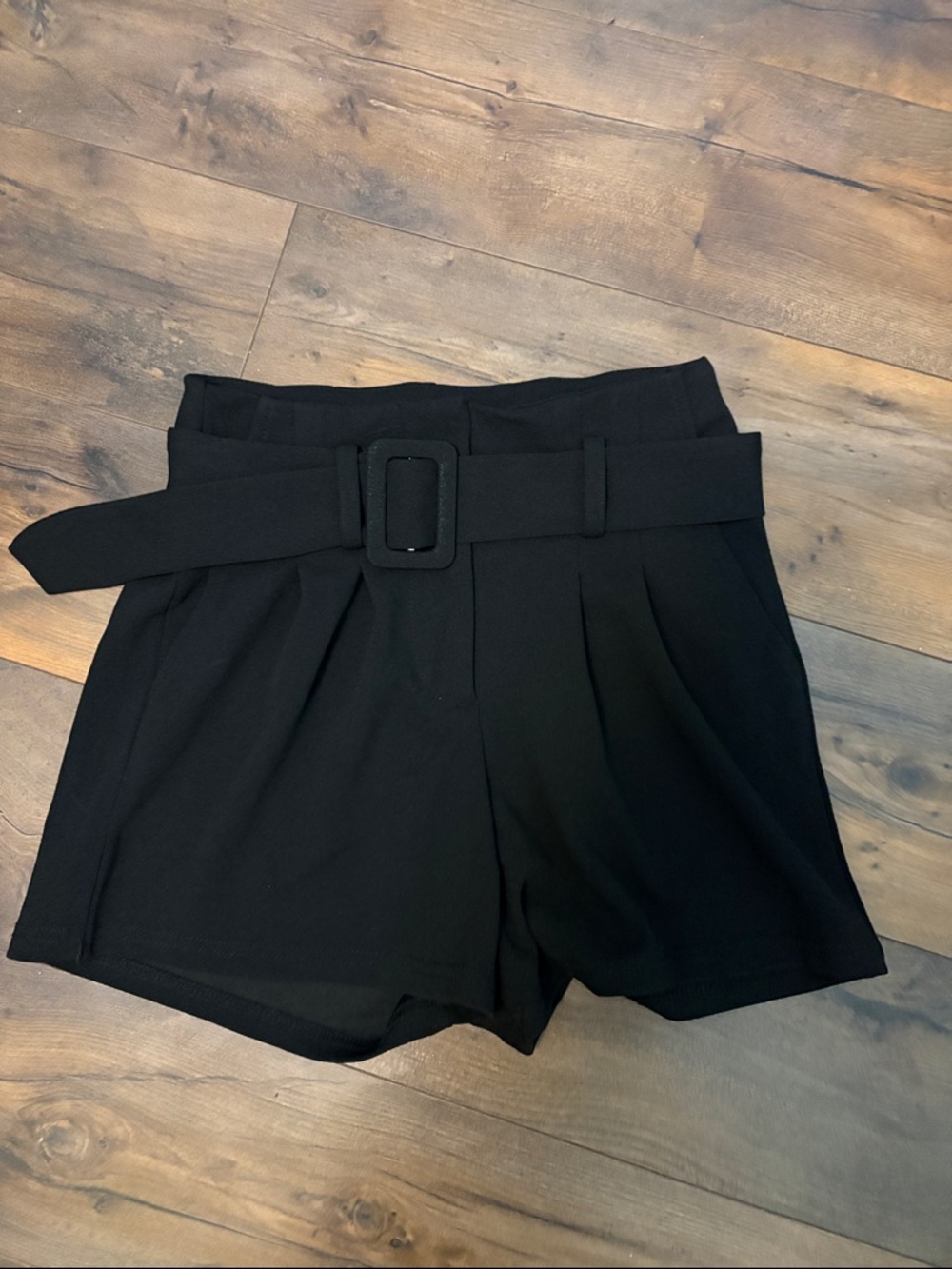 Ardene Black High-Waist Belted Dress Shorts